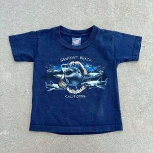 Vintage Kids Navy Shark Graphic T-Shirt